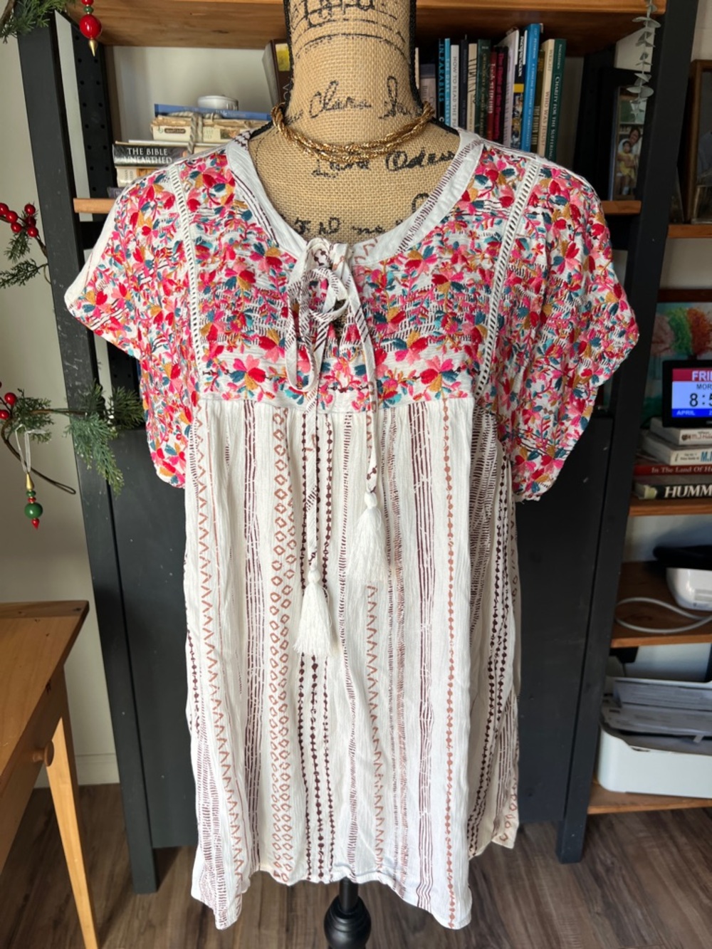 Savanna Jane Cream Blouse with Rust Stripe Print